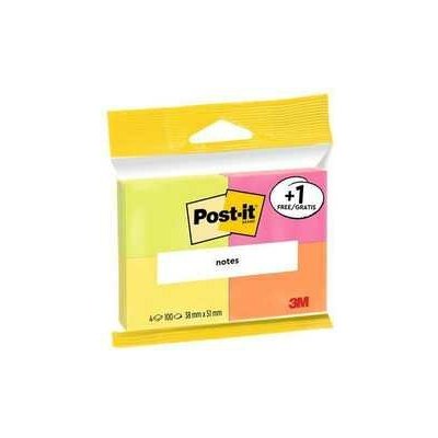 Samolepicí bloček, neon 38x51 mm, 4x100 listů, 3M POSTIT – Hledejceny.cz