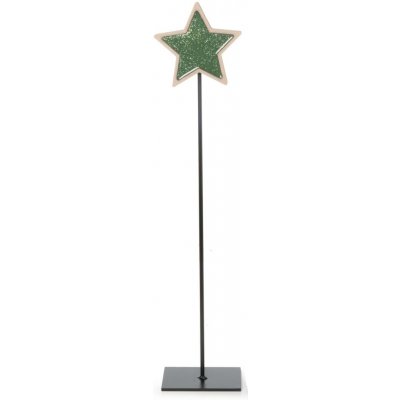 DRAGIMEX Vánoční dekorace dřevěná hvězda kovový podstavec sv.zelená 58x12,5x8 cm – Hledejceny.cz
