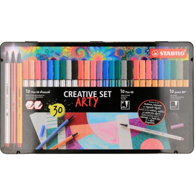 STABILO Kreativní set Pen 68 brush Pen 68 & point 88 ARTY 30 ks sada v plechu – Hledejceny.cz