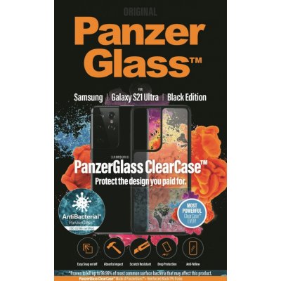 Pouzdro PanzerGlass ClearCase Antibacterial Samsung Galaxy S21 Ultra edition 0263 černé