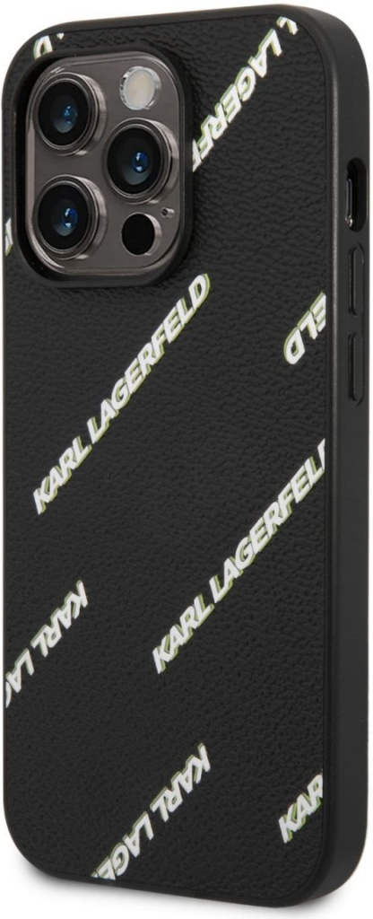 Pouzdro Karl Lagerfeld PU Grained Leather Logomania iPhone 14 Pro černé