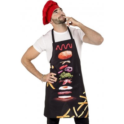 2P Servis Zástěra Hamburguesa 100% pes 80x69cm černá potisk 100% PES hamburger – Hledejceny.cz