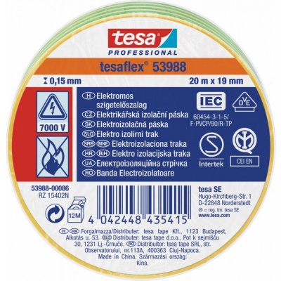 TESA elektroizolační páska 19 mm x 20 m žlutozelená – Zboží Mobilmania