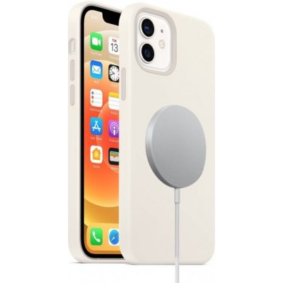 Pouzdro AppleKing silikonové s podporou nabíjení Magsafe iPhone 12 mini - bílé