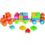 Bino Vlak s domečky dřevo 21 dílků – Zboží Dáma