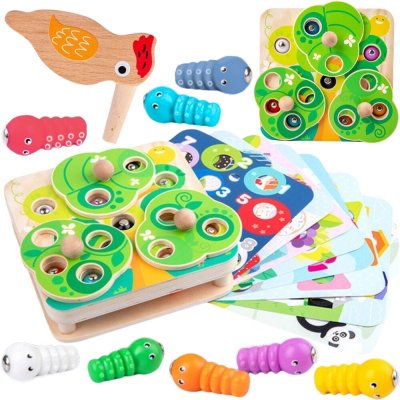 Tooky Toy dřevěná magnetická hra 2v1 s červíky – Hledejceny.cz