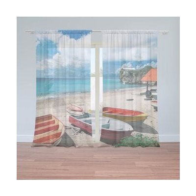 Sablio Záclony Loďky na pláži: 2ks 150x250cm – Hledejceny.cz