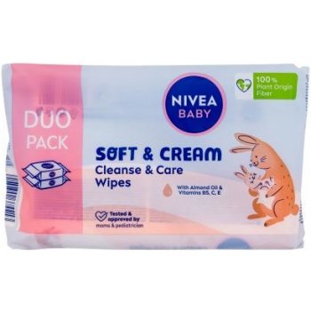 Nivea Baby Soft & Cream Cleanse & Care Wipes 2x57 ks