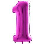Grabo Nafukovací balónek číslo 1 růžový 102 cm extra velký – Zboží Dáma