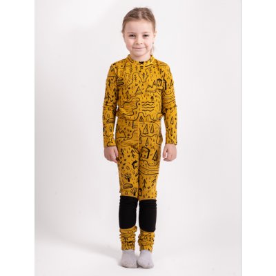 Unuo Dětské merino legíny Nature Hořčicová Město – Sleviste.cz