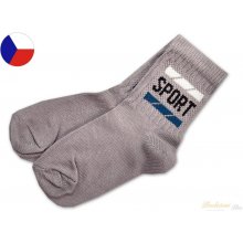 Nepon Dětské bavlněné ponožky SPORT Šedé se vzorkem