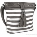 pruhovaná crossbody kabelka H0468 šedo-bílá