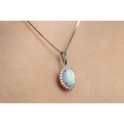 Couple přívěsek Ophelia se syntetickým opálem a zirkony bílé zlato 5270510 0 0 18 – Zboží Dáma