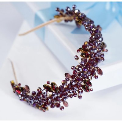 B-TOP Vínová krystalová čelenka do vlasů DIADÉM – Zboží Dáma