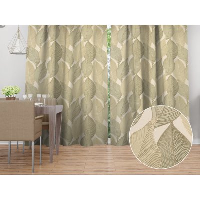 Biante Sametový závěs Tamara TMR-046 Přírodní pnoucí listy na krémovém 145x190 cm – Hledejceny.cz