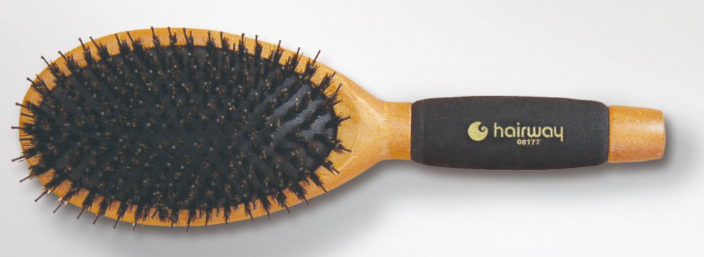 Hairway 8177 Oválný dřevěný kartáč s kančími štětinami na prodloužené vlasy  | Srovnanicen.cz