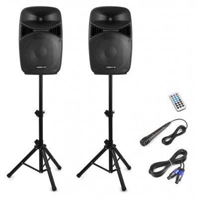 Vonyx VSA700-PA 15″ Portable PA System w/2x Wireless Mics - Cannon