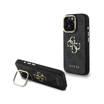 Guess PU 4G Metal Logo Stand Camera Frame Zadní Kryt pro iPhone 16 Pro Black – Hledejceny.cz