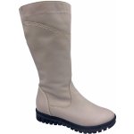 Kira 2699 Dámské zimní kožené kozačky béžové – Sleviste.cz