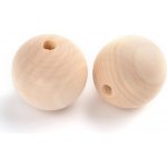 Dřevěný korálek - nelakovaný - různé velikosti Dřevěné korálky: Ø 40x38mm, průvlek 7mm / 1ks – Zboží Dáma