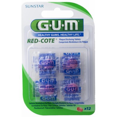 GUM Tablety k indikaci zubního plaku RED Cote12 tablet