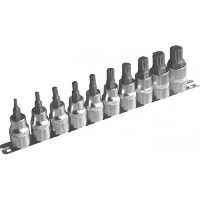 Zástrčné hlavice XZN (Spline) 1/2", M4 - M18, sada 10 kusů na liště - ASTA – Hledejceny.cz