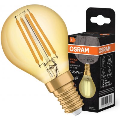 Osram LED žárovka LED E14 P40 4W = 35W 410lm 2400K Teplá bílá 300° Filament Vintage 1906 OSRVINP0010 – Hledejceny.cz