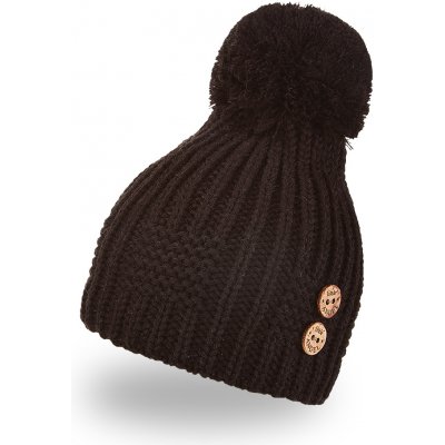 Little Angel Čepice pletená bambule knoflíky Outlast ® černá – Zboží Dáma