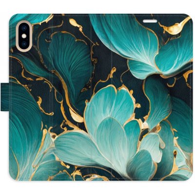 Pouzdro iSaprio Flip s kapsičkami na karty - Blue Flowers 02 Apple iPhone X / XS – Zbozi.Blesk.cz