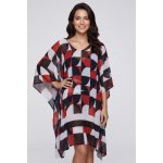 Deidad dámský plážový kaftan červený DEIP126/Černo-bílo-oranžová – Zboží Dáma