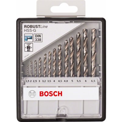 BOSCH Sada spirálových vrtáků do kovu HSS-G, Robust Line, 135° 1,5–6,5 mm, 13 kusů 2607010538 – Zboží Mobilmania