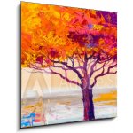 Skleněný obraz 1D - 50 x 50 cm - Tree oil painting, artistic background Stromová olejomalba, umělecké pozadí