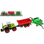 Teddies Traktor s vlekem s bránami plast 55cm na setrvačník v blistru – Zboží Dáma