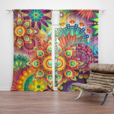 Sablio Závěs Barevné obrazce: 2ks 140x250cm – Hledejceny.cz