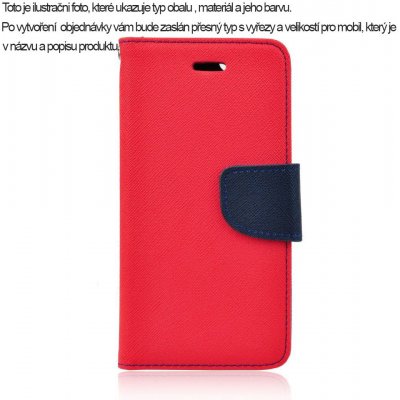Flipové pouzdro na mobil Fancy Book Case Alcatel Idol 3 (5,5") červená, modrá (Obal, kryt Fancy Book Case pro mobil Alcatel Idol 3 (5,5") 6045Y červený odstín, modrá vnitřní část)