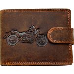 Kožená peněženka pánská s obrázky 895-2 Typ7-motorka hnědá – Zboží Dáma