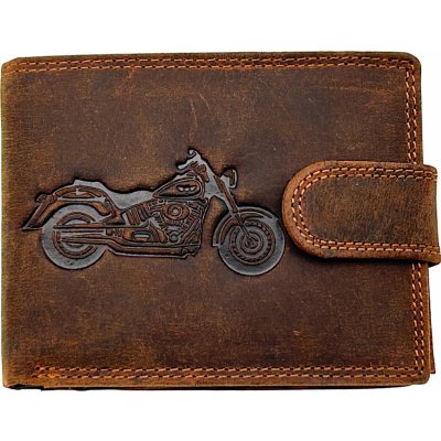 Kožená peněženka pánská s obrázky 895-2 Typ7-motorka hnědá – Zboží Dáma