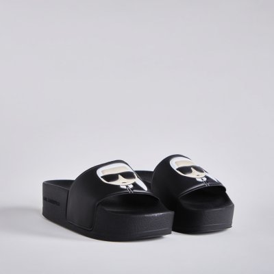 Karl Lagerfeld dámské pantofle Kondo Maxi Ikonic Platform Slid Kl80805-v00 černá – Zboží Mobilmania