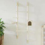 VidaXL Nástěnné škrabadlo se sloupkem krémové 79,5 x 35 x 180 cm – Zboží Mobilmania