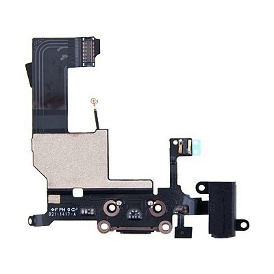 AppleMix Napájecí a datový konektor s flex kabelem + audio konektor jack pro Apple iPhone 5 - černý - kvalita A+