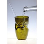 DT GLASS Cool sklenička z láhve od vína se symetricky tvarovaným dekorem a šikmou stěnou antikově zelená bez krabičky 115 ± 5 mm 1 x 250 ml – Zbozi.Blesk.cz