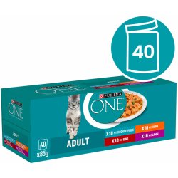 Purina One Adult jehněčí mořské ryby kuře hovězí 40 x 85 g