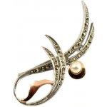 Šperky-NM stříbrná brož s perlou 096 portugalské stříbro – Zboží Dáma
