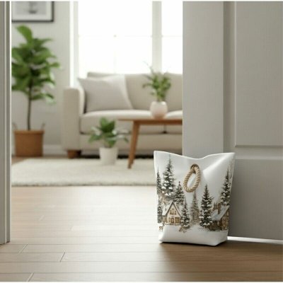 Dveřní zarážka - závaží, Zimní krajinka s domečky, 22 x 23 cm – Zboží Mobilmania