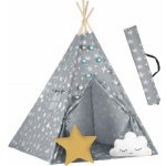 Nukido 740120 Dětské teepee se světýlky šedé s hvězdičkami – Zboží Mobilmania