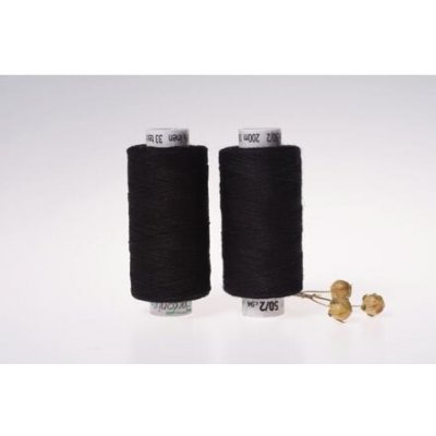 Lněná nit střední, 33 x 2, 200m, černá – Hledejceny.cz