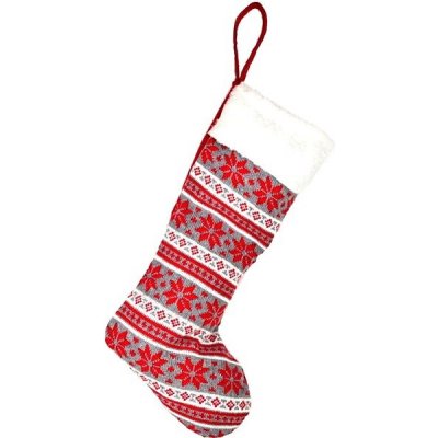 Vánoční textilní bota pletená 45 cm šedá