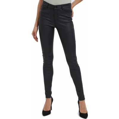 Vero Moda Dámské kalhoty VMSEVEN Slim Fit 10138972 Black COATED – Zboží Mobilmania