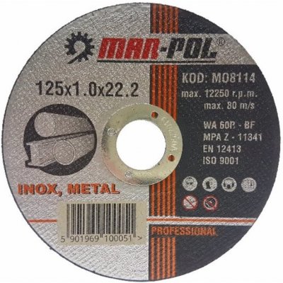 MAR-POL Kotouč řezný na ocel, nerez, 125x1,0x22,2mm – Zboží Mobilmania