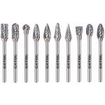 Sada karbidových fréz, 10ks, ø6mm, stopka ø3mm, celková dĺžka 50mm, EXTOL INDUSTRIAL – Sleviste.cz